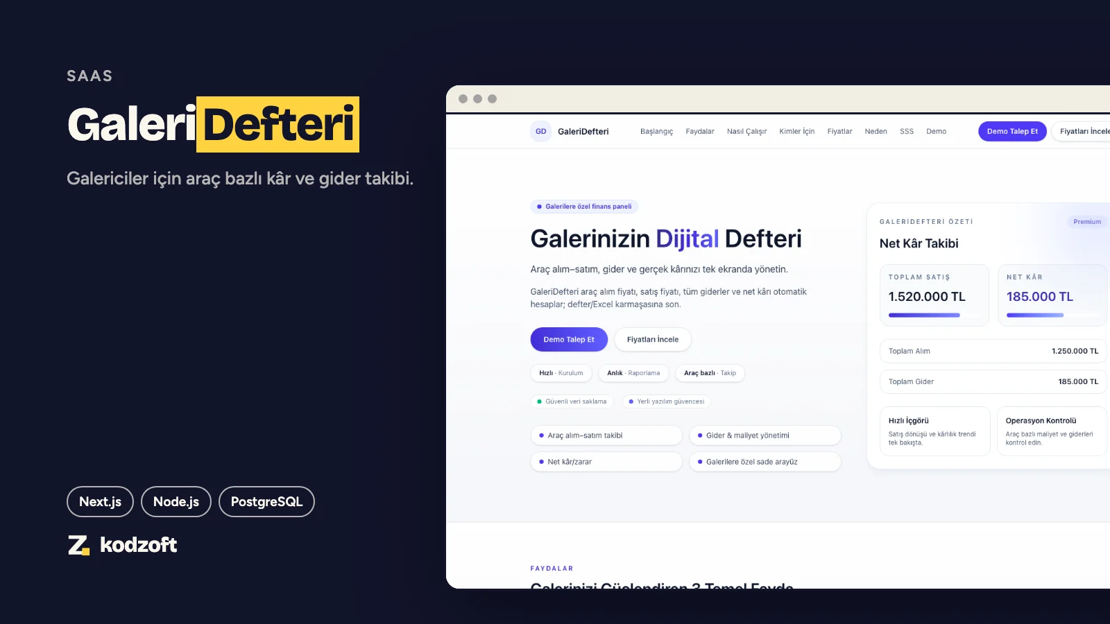 GaleriDefteri: profit and expense tracking for car dealerships (SaaS)